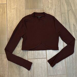 Maroon Long Sleeve Crop Top